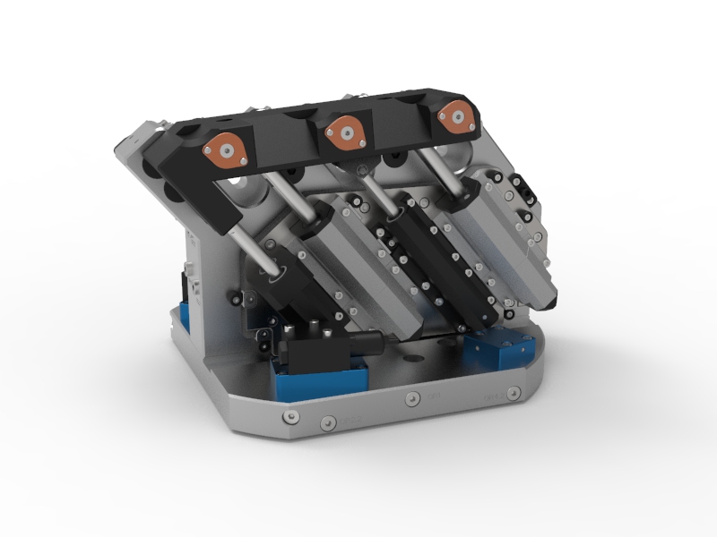 Hydraulische Spannvorrichtung mit Hubfunktion und Sonderspannelementen – Detailansicht